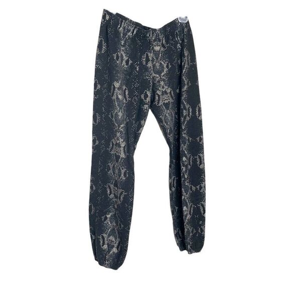 Monrow Women’s Black Casual Silver Python Snake Print Jogger Pants XS - Picture 4 of 9